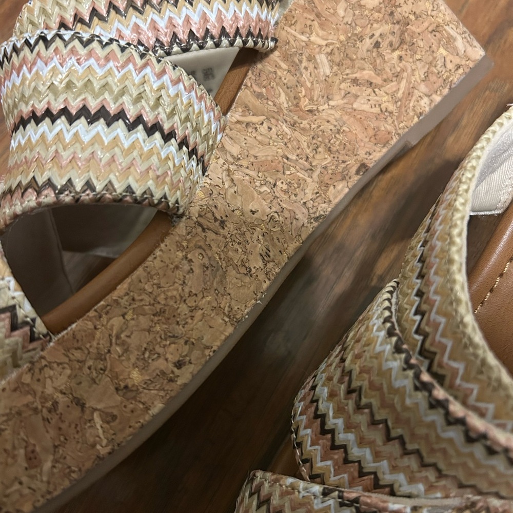 Woven Zigzag Tan Multi Mules Abi Wedge Sandal Summer Spring Blowfish Malibu - Picture 9 of 9